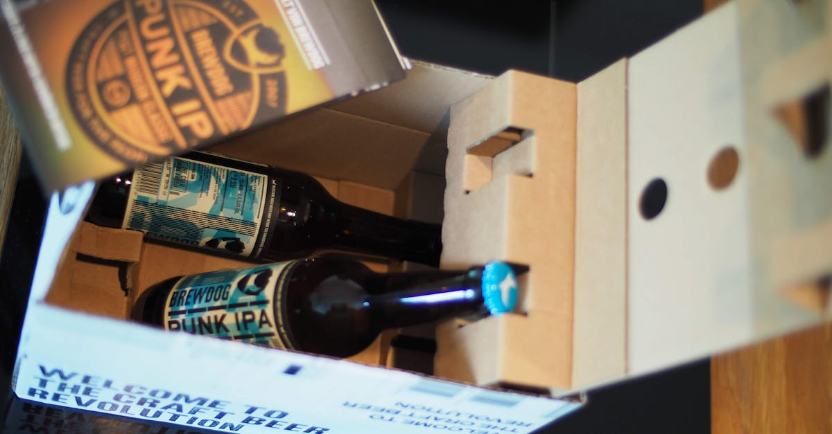 Close-up of BrewDog Punk IPA bottles in a cardboard box.