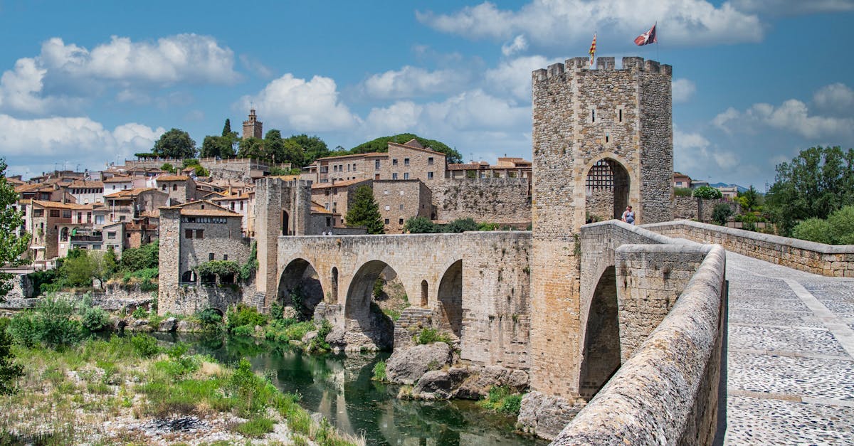 Explore the historic medieval bridge of Besalú, Spain with its impressive architecture and scenic river views.