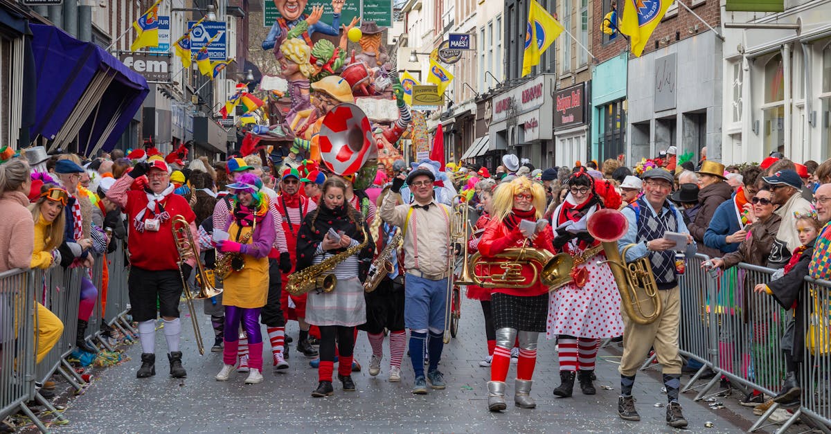 Vibrant parade in Breda with musicians and floats celebrating in the streets.