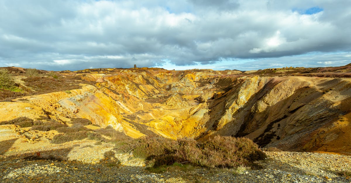 Explore the colorful terrain of Parys Mountain in Anglesey, Wales.