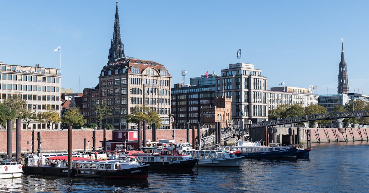 Panoramic view of Hamburg's historic warehouse district and harbour.