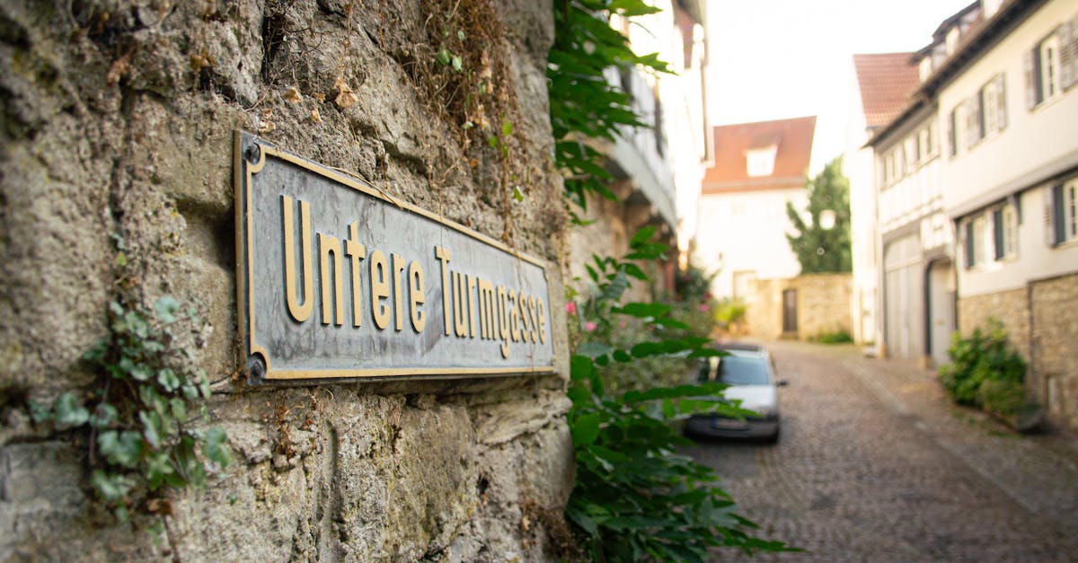 Cobblestone street view with Untere Turmgasse sign in Bad Wimpfen, Germany.