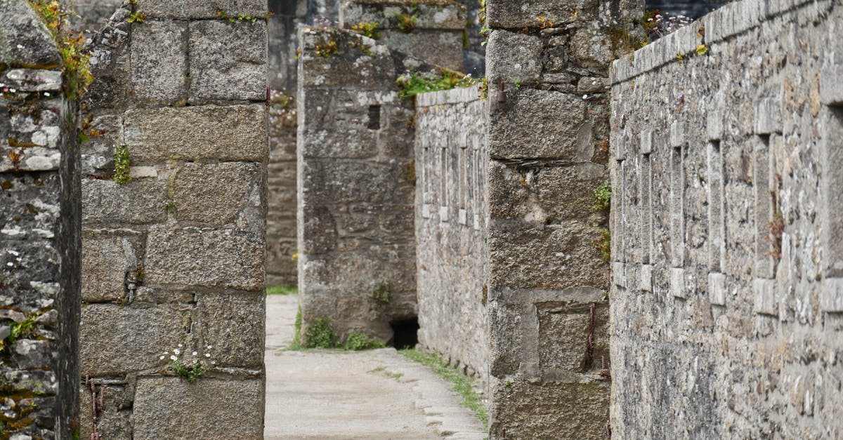 Capture of weathered stone walls in a historic alley, evoking a romantic, timeless feel.