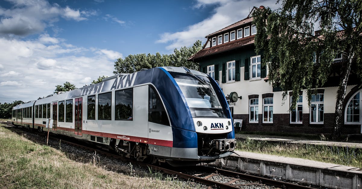 An AKN train at a scenic station in Geesthacht, Schleswig-Holstein, Germany.