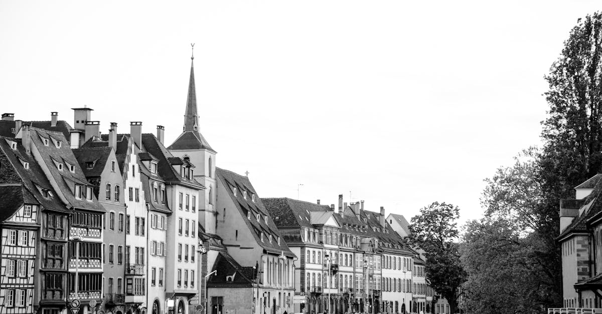 Historic architecture of Strasbourg captured in black and white, showcasing its timeless charm.