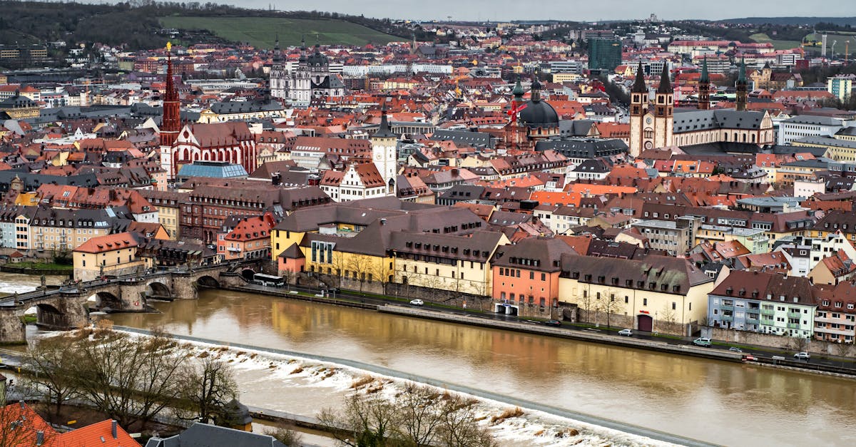 Breathtaking aerial view of Würzburg in Bavaria, showcasing historic architecture and scenic landscapes.