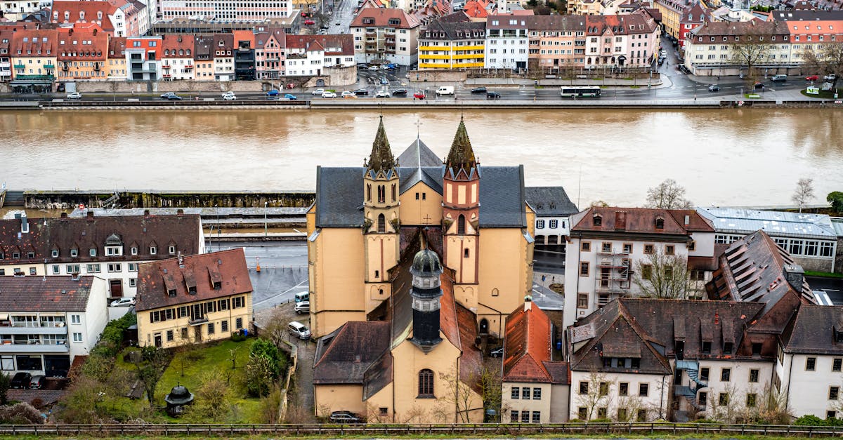 Explore the charming architecture of Würzburg, Germany, from a stunning aerial perspective.