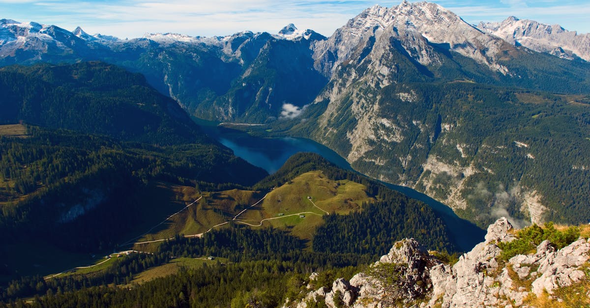 Stunning aerial view of the Bavarian Alps with Königssee in Berchtesgaden National Park.