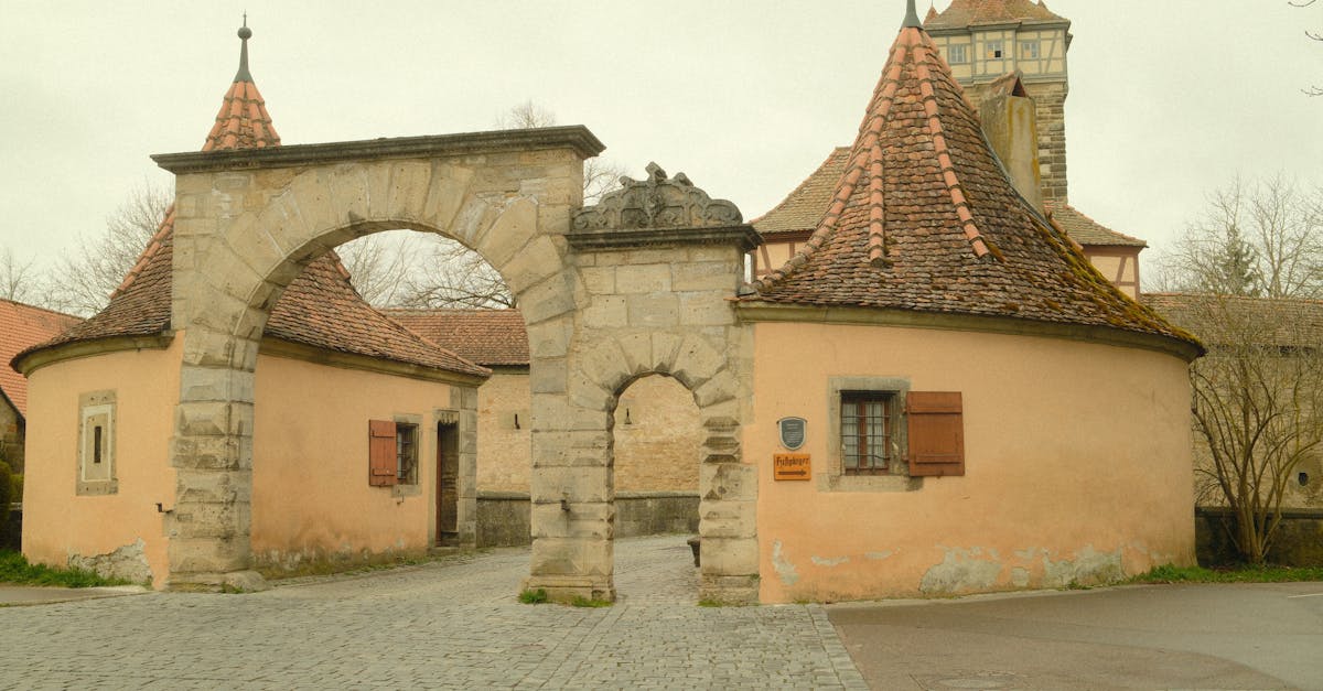 Stone archway at entrance to medieval Rothenburg ob der Tauber, Germany.