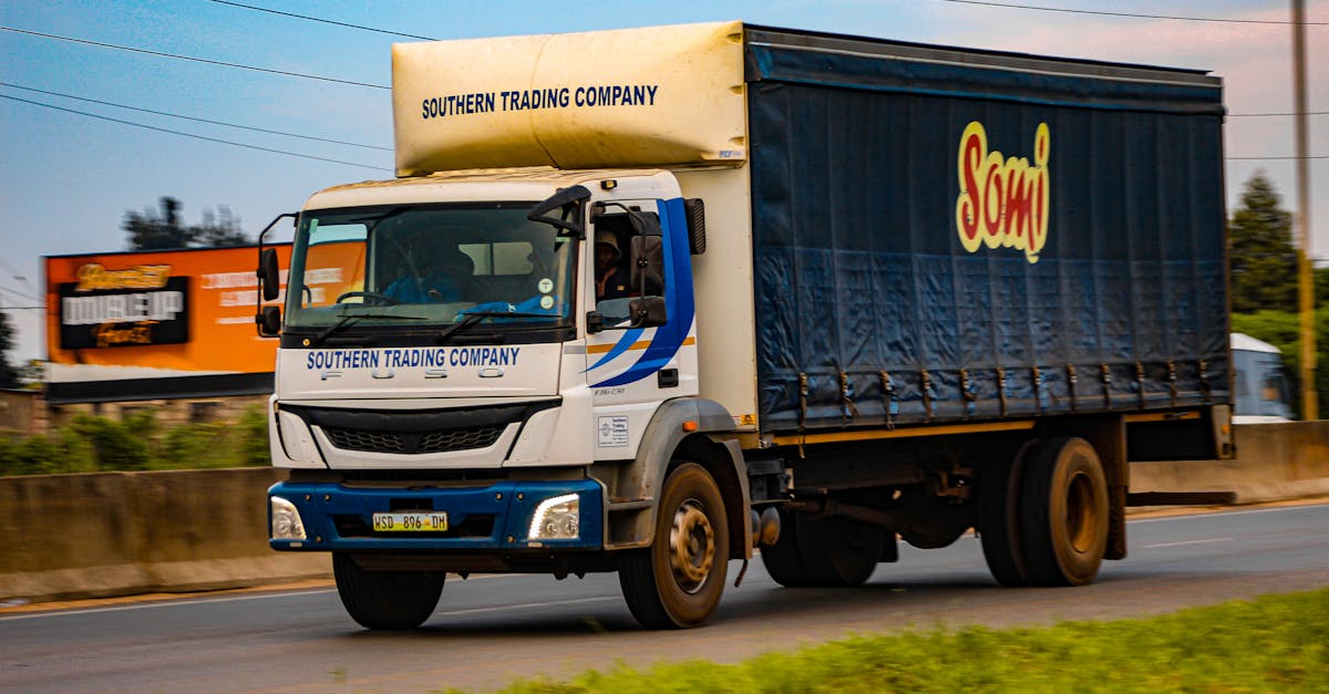 A Southern Trading Company truck drives along a highway in Mankayane, Eswatini.