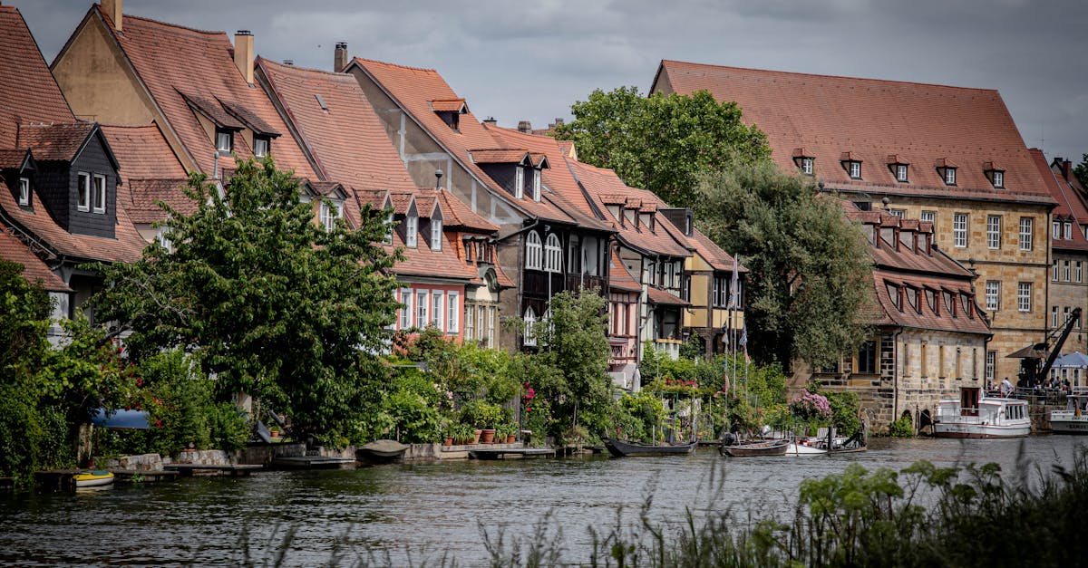 Charming view of Bamberg's Little Venice with traditional houses along the river under overcast skies.