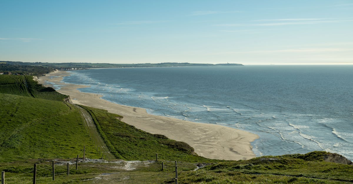 Breathtaking view of the beach and coastline at Escalles, France on a sunny day.